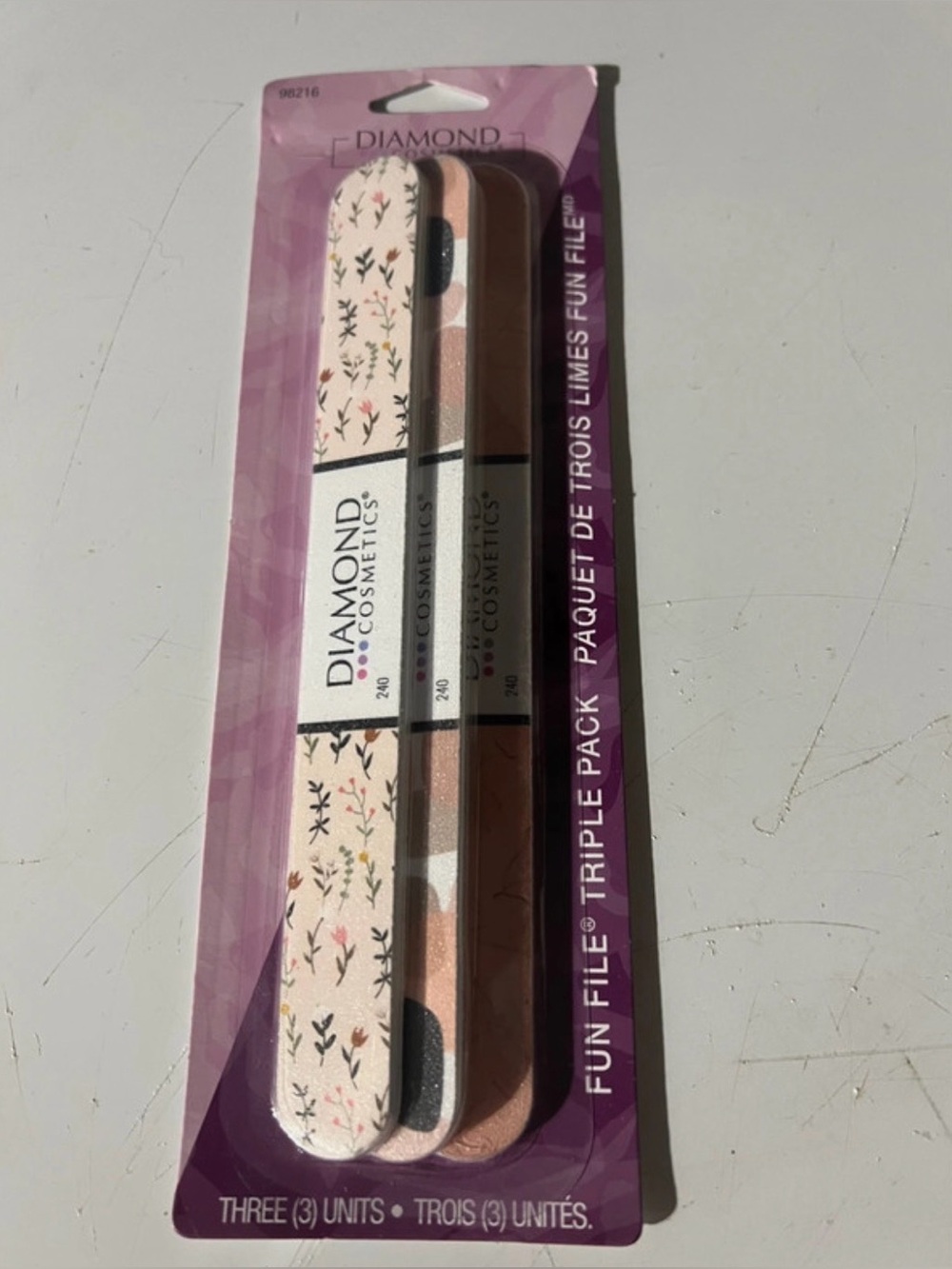 Pink Floral Nail File Trio
